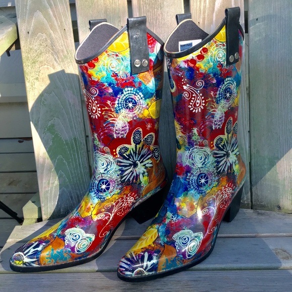 Cowboy rain boots women's shoes Clearance